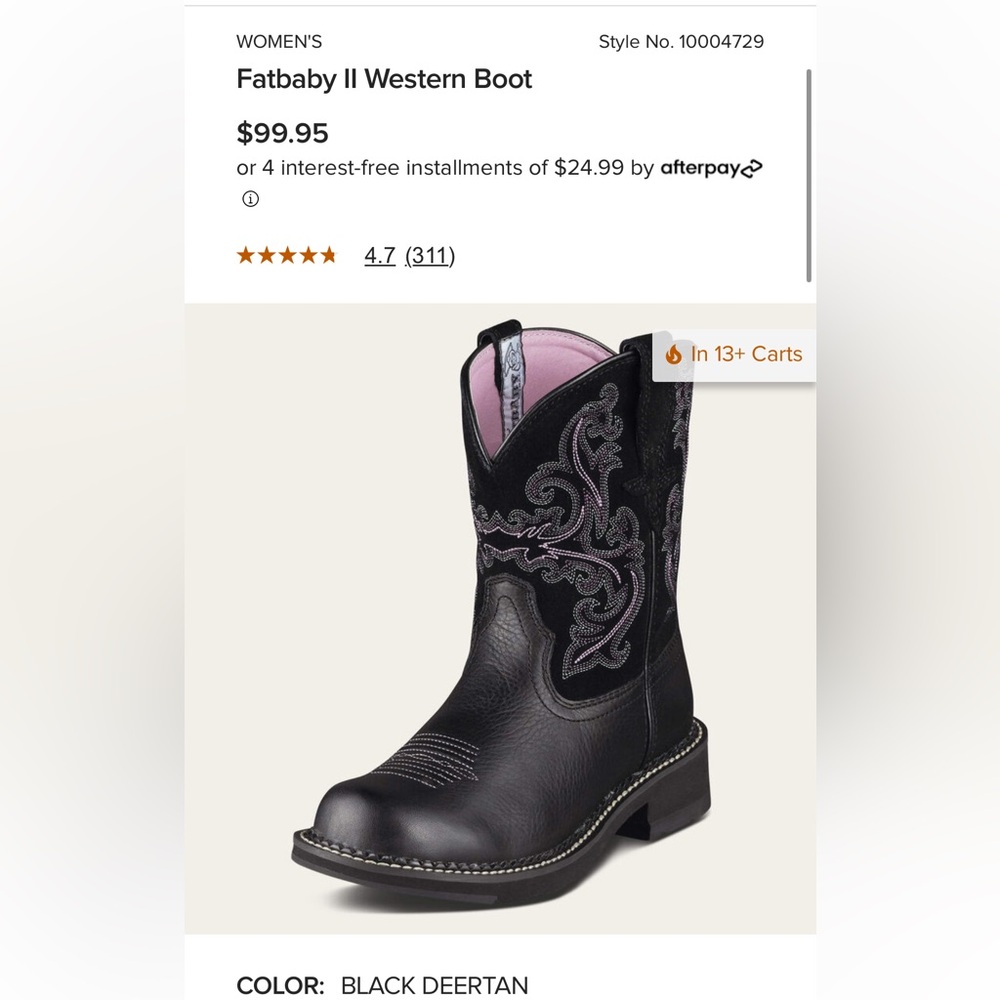 ARIAT FATBABY WESTERN BOOT - BLACK AND PURPLE